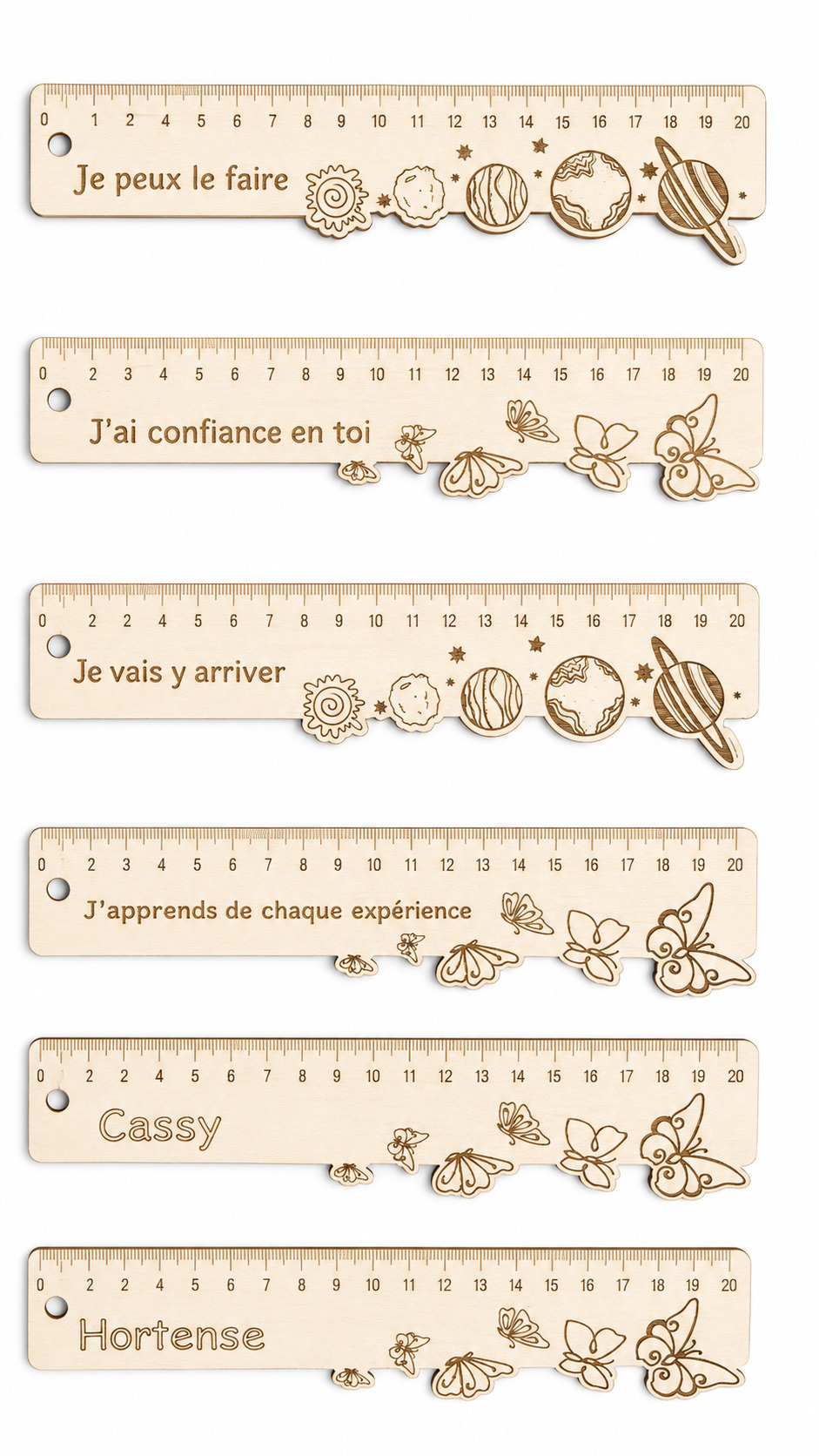 Règle en bois gravée
